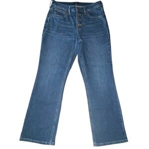 J. Crew Mid-Rise Flare Crop Dark Wash Button Fly Jeans size 25
